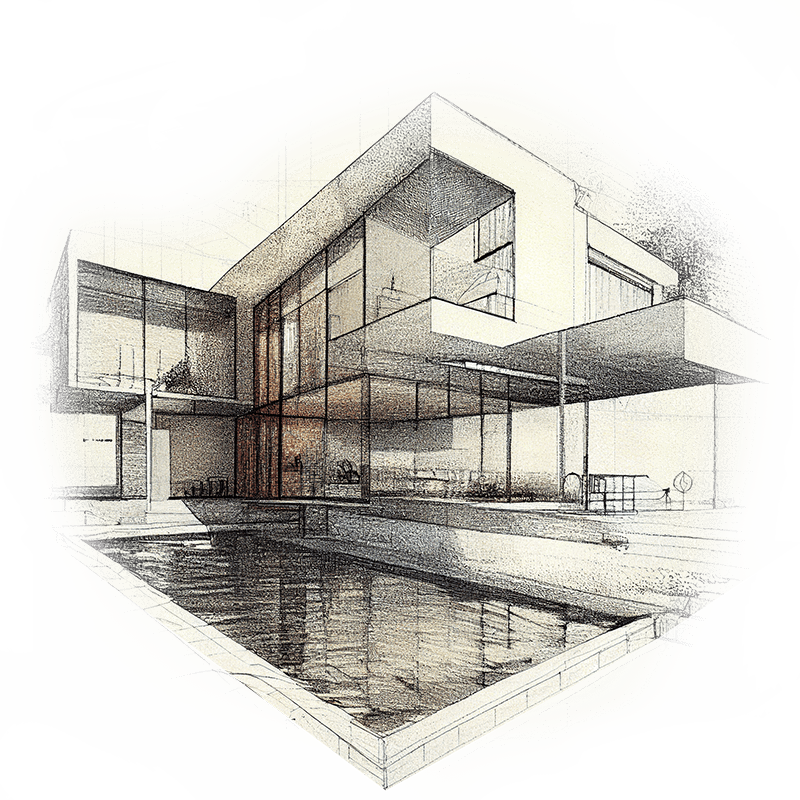 Architectural sketch of a modern home